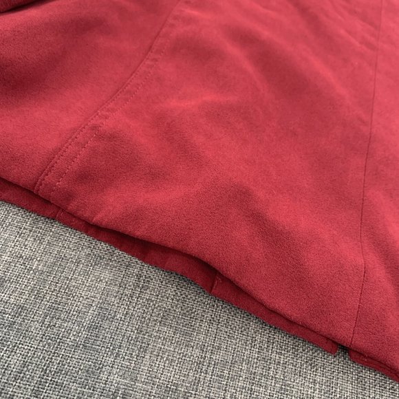 Dressbarn Red Suede Zipper Jacket Collared Pockets Large Lined Polyester Long Sl - Picture 10 of 16